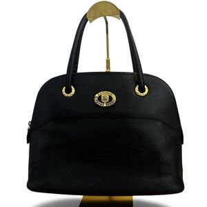 Burberrys Nova Check Horse Logo Gold Hardware Cowhide Black Bag ✨